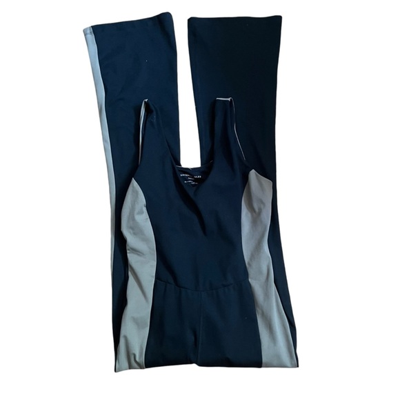 Sincerely Jules Active Black/Brown Panel Flare Yoga Workout Jumpsuit H - Picture 1 of 3